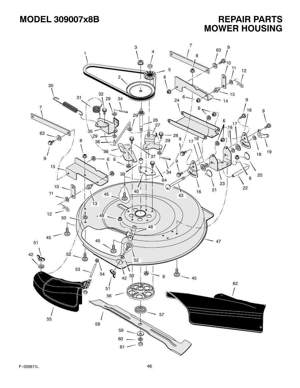 Mower housing | Murray 309007x8B User Manual | Page 46 / 52