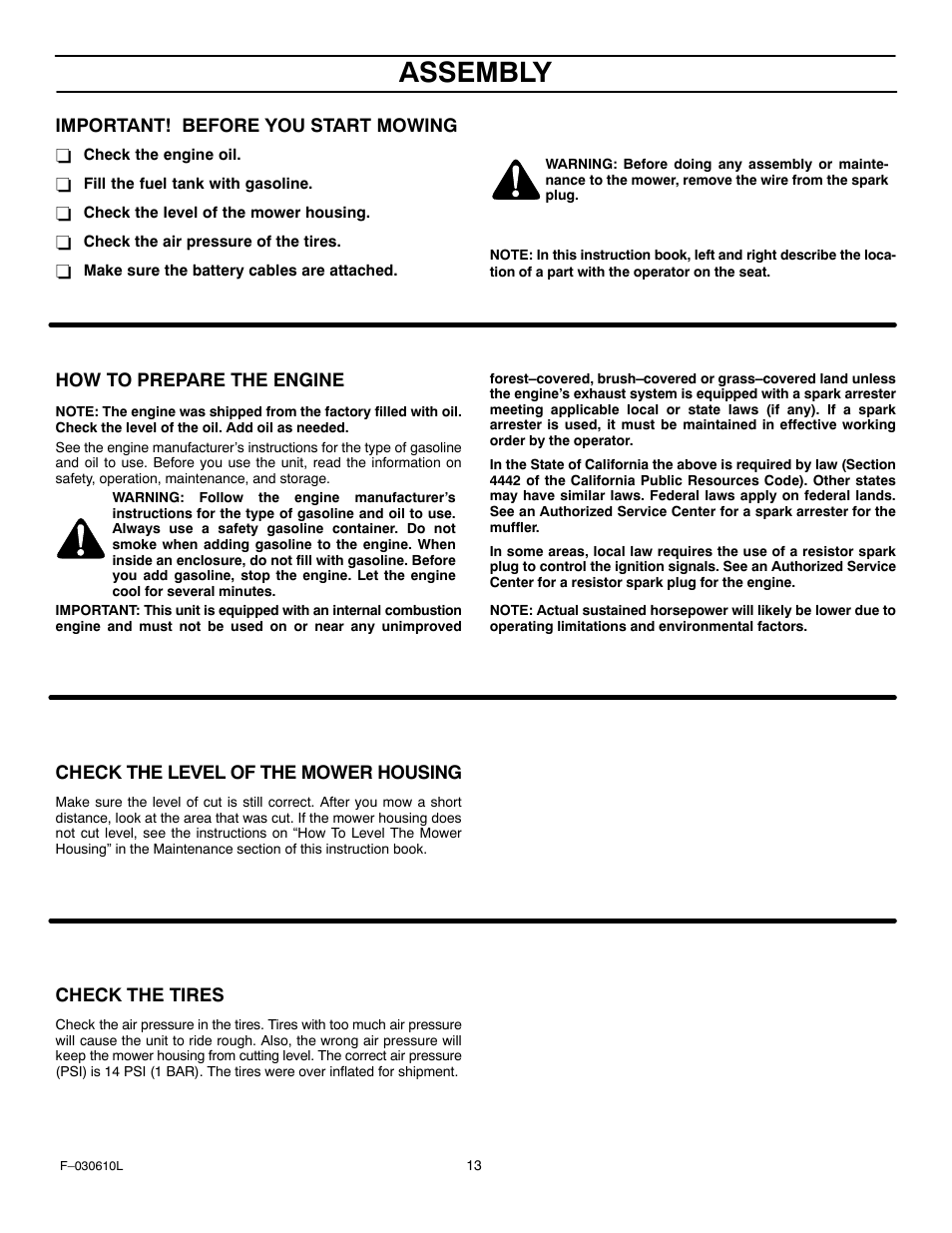 Assembly | Murray 309001x18A User Manual | Page 13 / 52