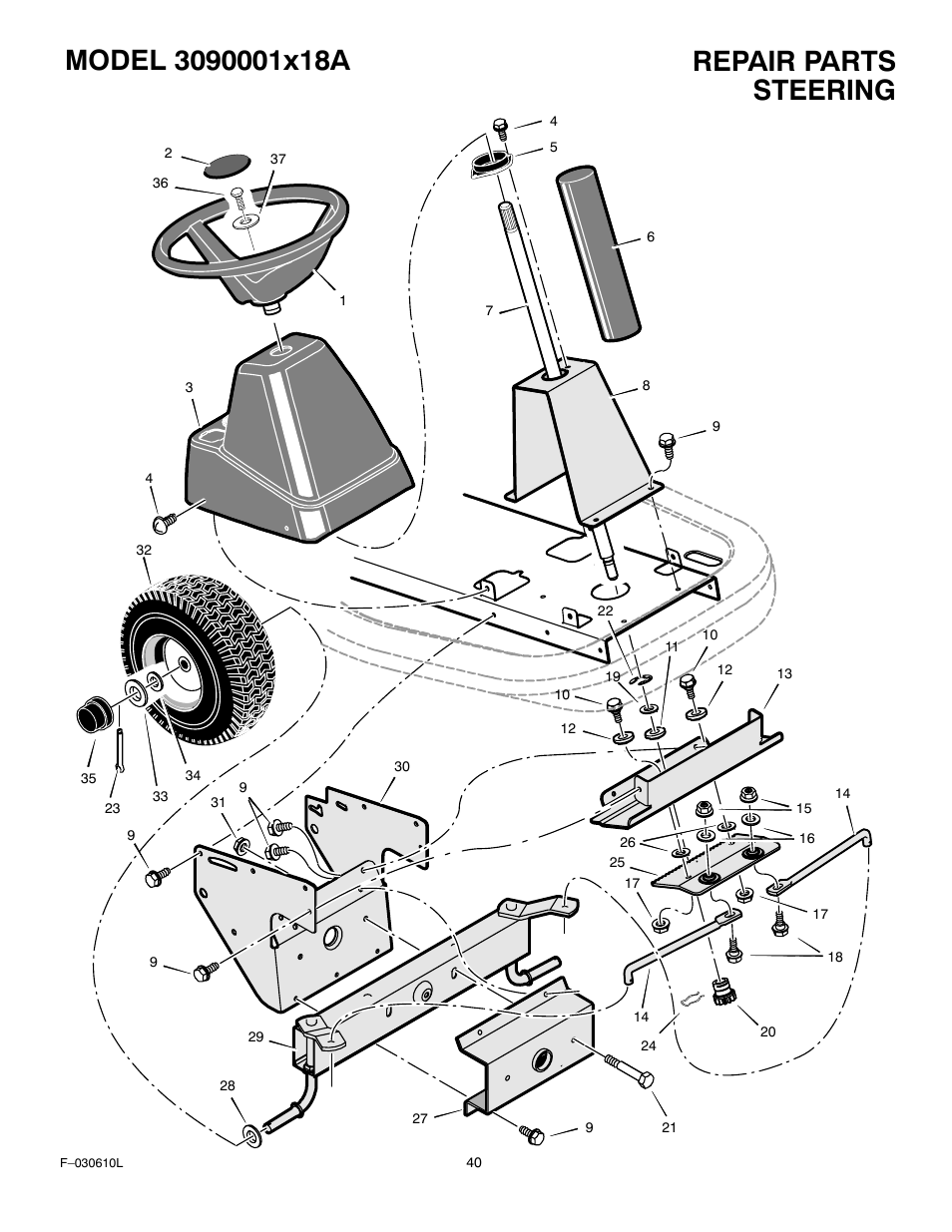 Steering | Murray 309001x18A User Manual | Page 40 / 52