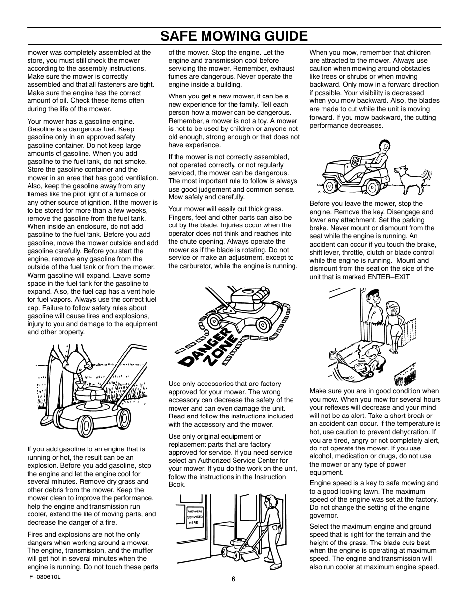 Safe mowing guide | Murray 309001x18A User Manual | Page 6 / 52