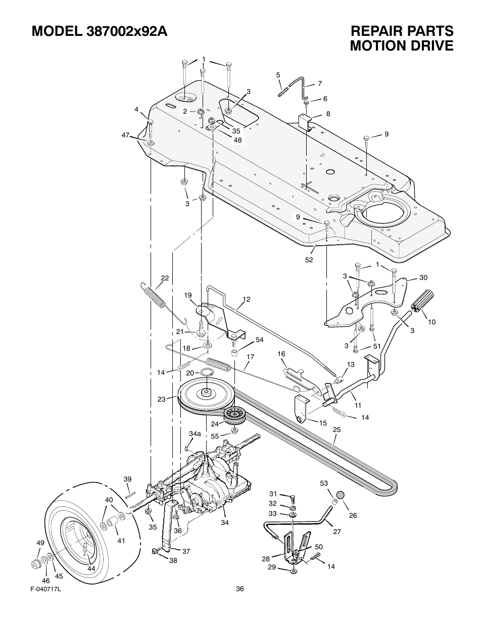 Motion drive | Murray 387002x92A User Manual | Page 36 / 52