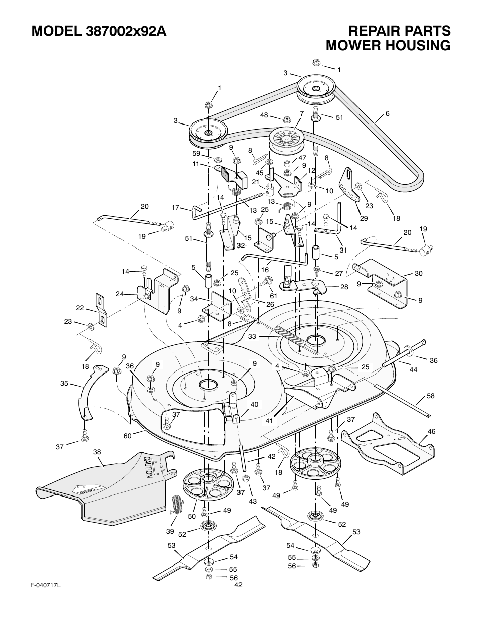 Mower housing | Murray 387002x92A User Manual | Page 42 / 52