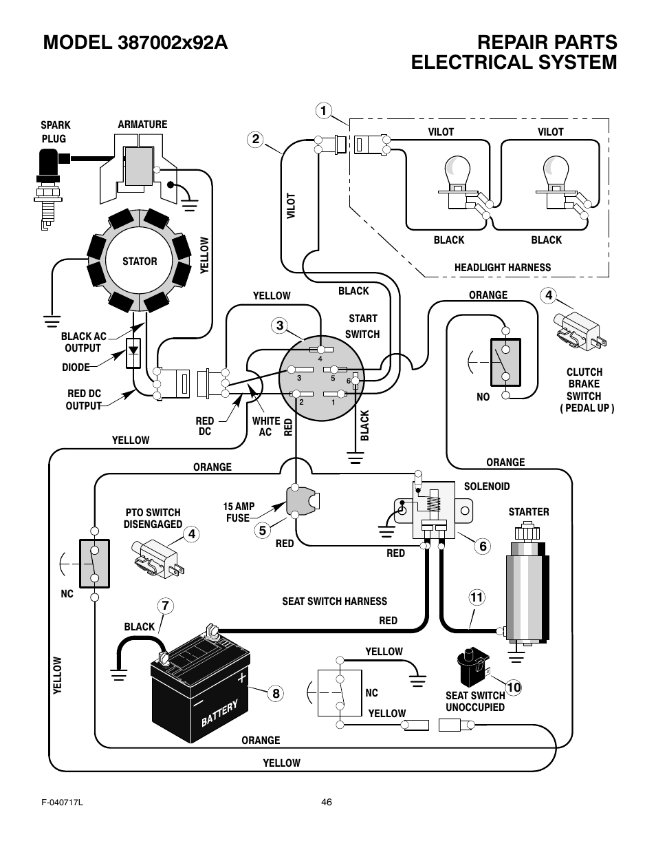 Electrical system | Murray 387002x92A User Manual | Page 46 / 52