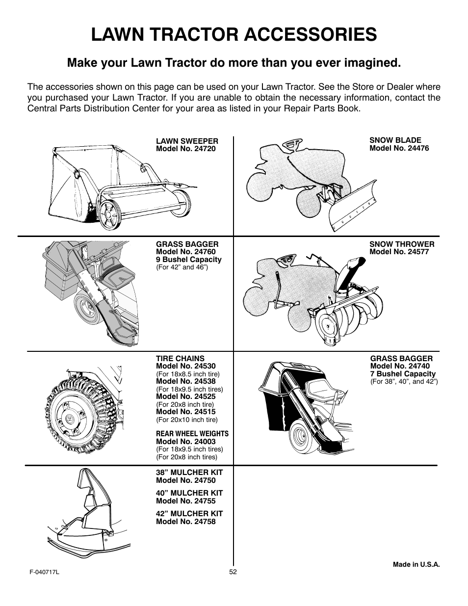 Lawn tractor accessories | Murray 387002x92A User Manual | Page 52 / 52