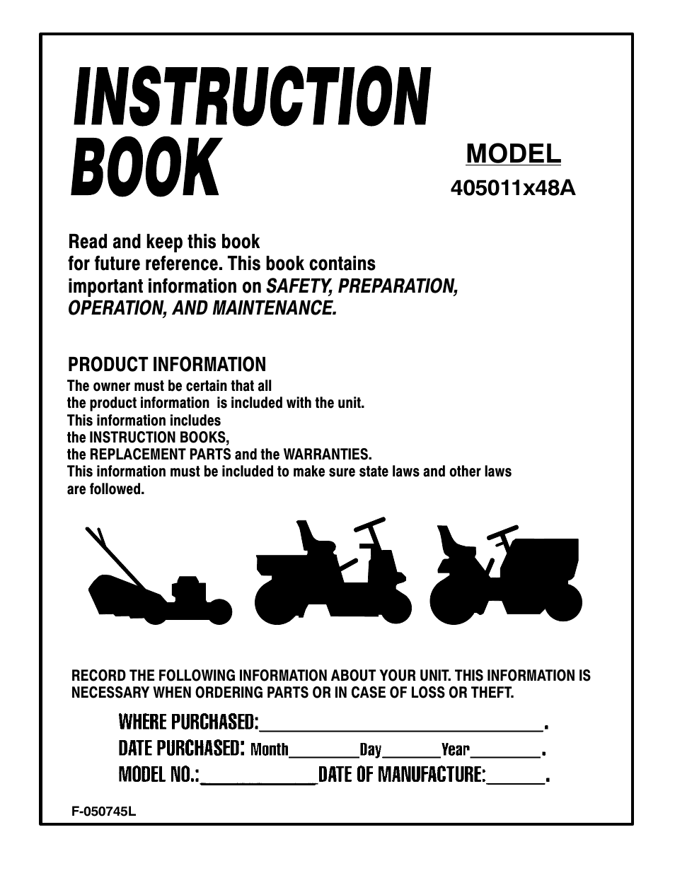 Murray 405011x48A User Manual | 52 pages