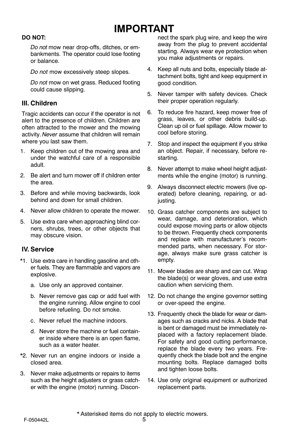 Important | Murray 22" Front Drive User Manual | Page 5 / 32