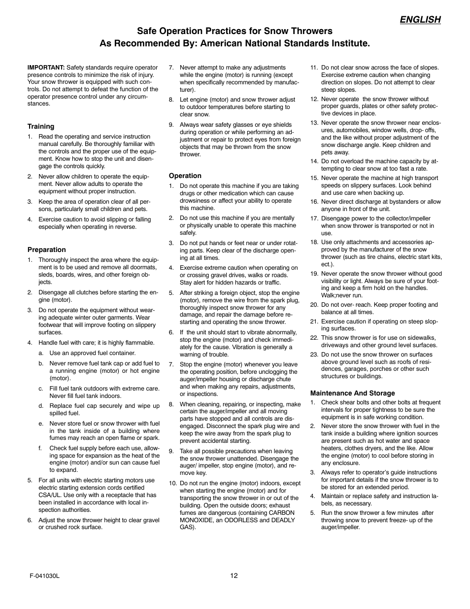 English | Murray 629108x84B User Manual | Page 12 / 52