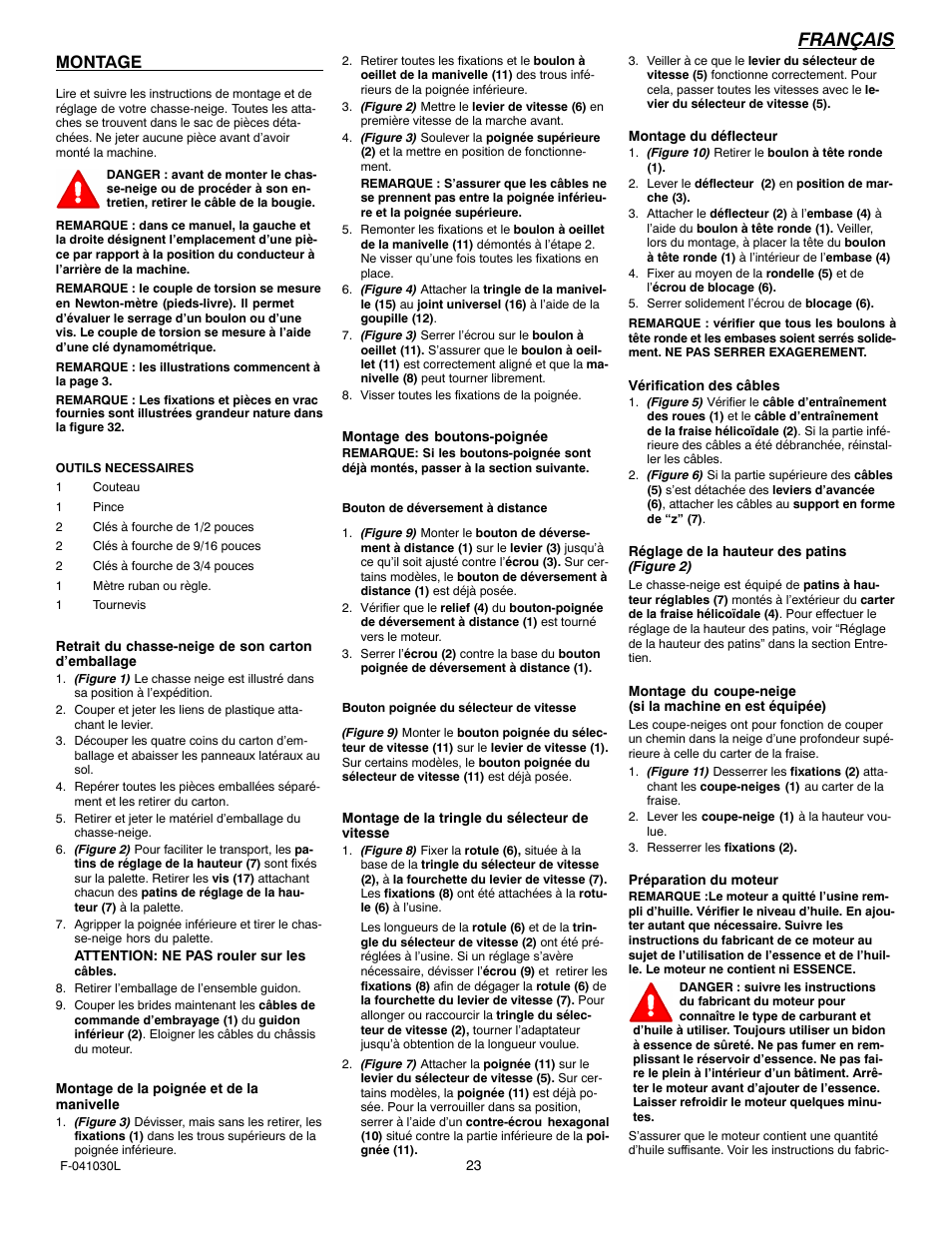 Français, Montage | Murray 629108x84B User Manual | Page 23 / 52