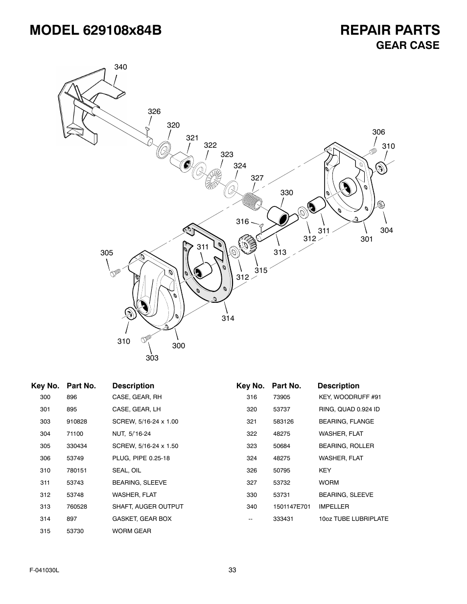 Gear case | Murray 629108x84B User Manual | Page 33 / 52