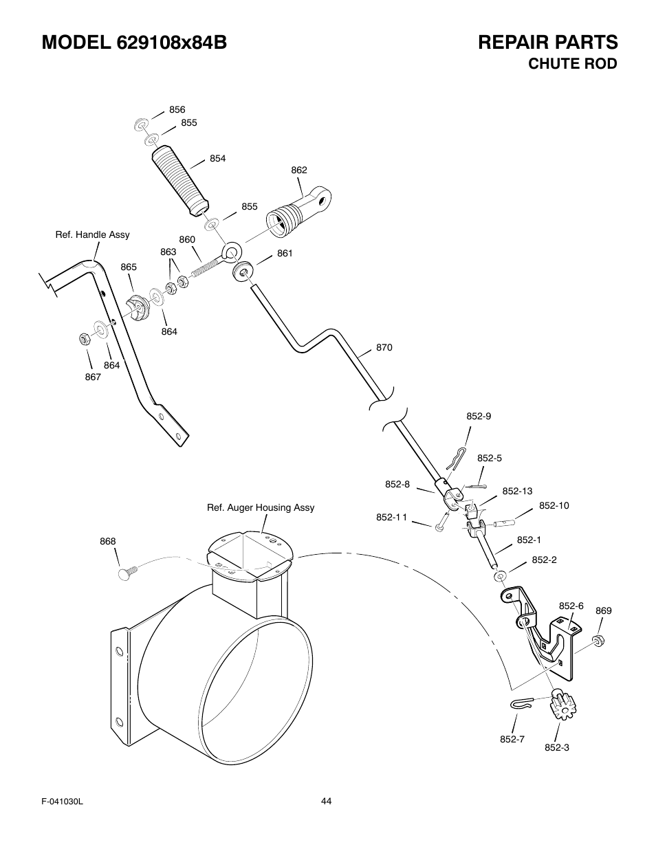 Chute rod | Murray 629108x84B User Manual | Page 44 / 52