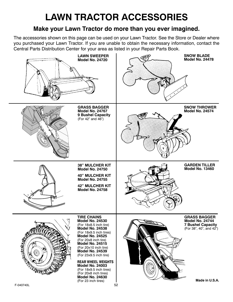 Lawn tractor accessories | Murray 425620x92B User Manual | Page 52 / 52