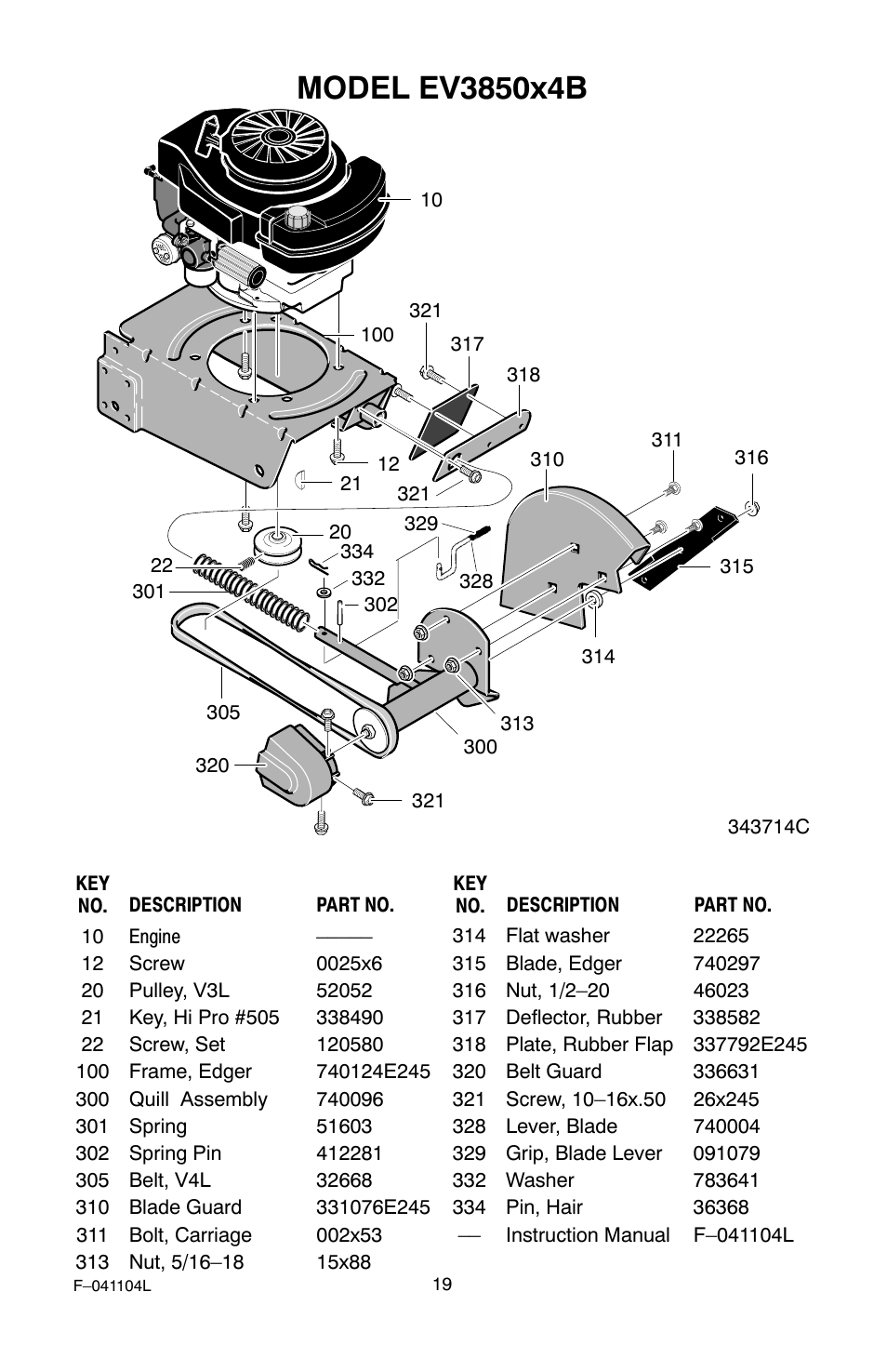 Murray EV3850x4B 3.8 User Manual | Page 19 / 24