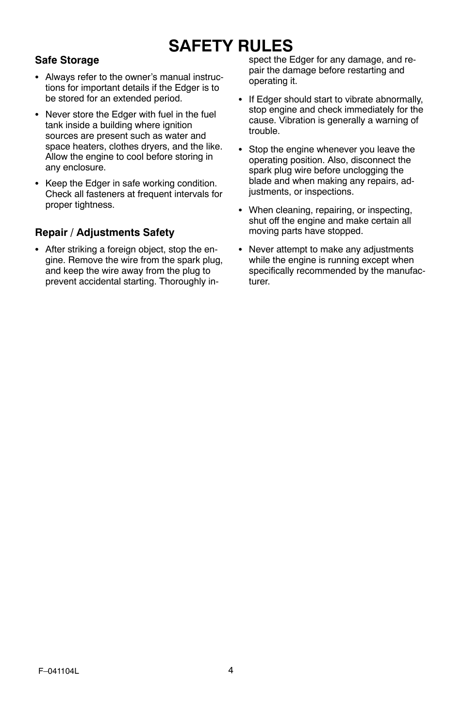 Safety rules | Murray EV3850x4B 3.8 User Manual | Page 4 / 24