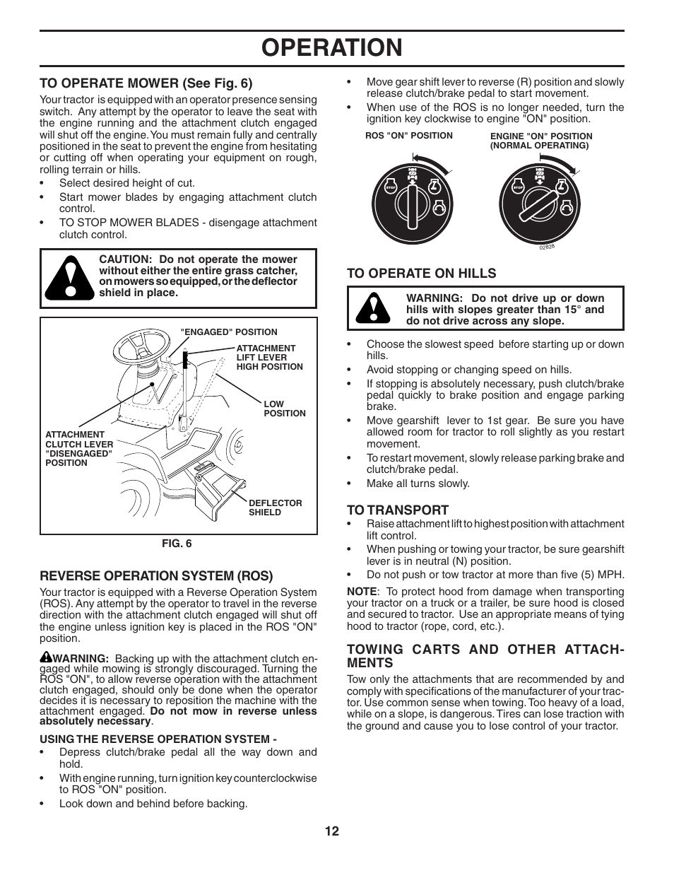 Operation | Murray MB1842LT User Manual | Page 12 / 28