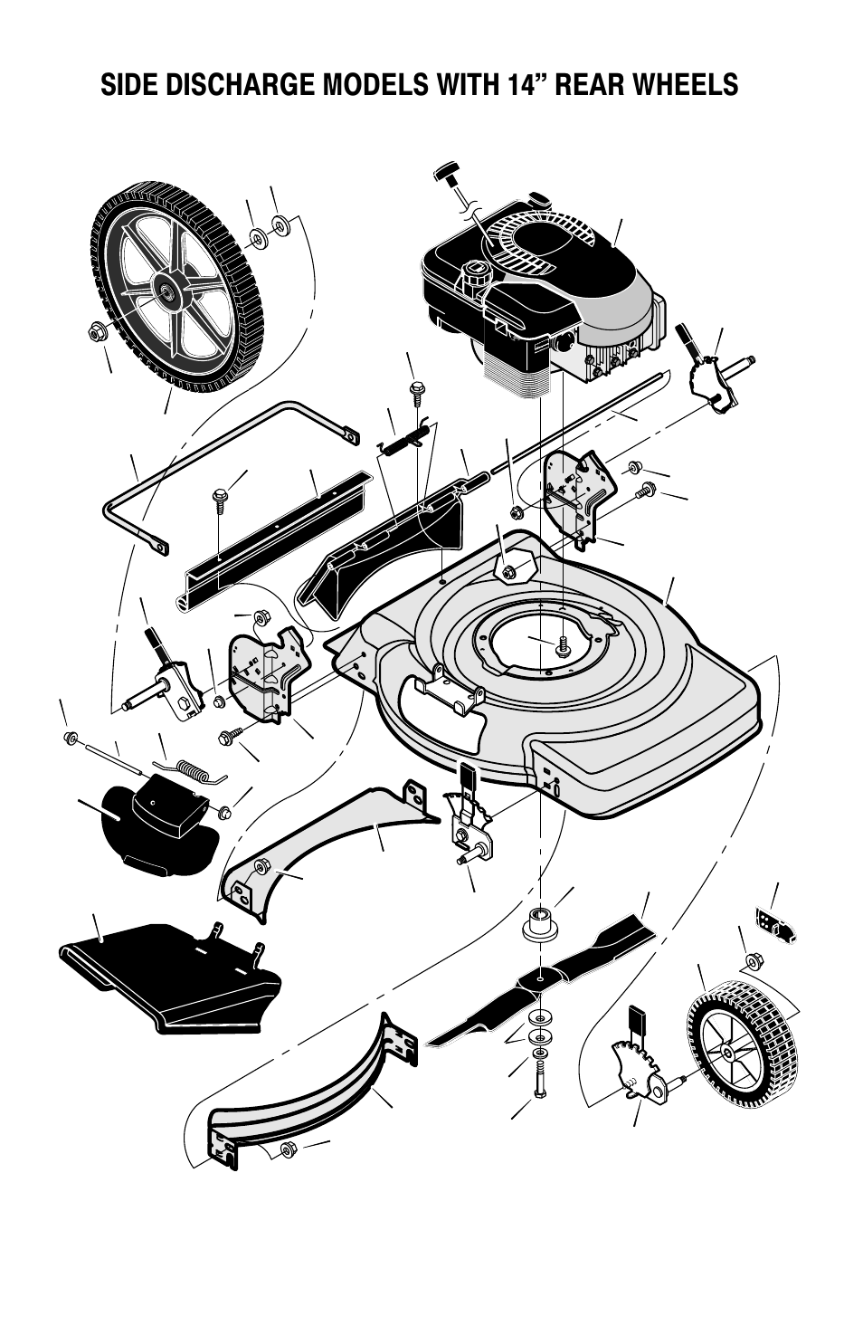 Side discharge models with 14" rear wheels | Murray 22" Push User Manual | Page 28 / 36