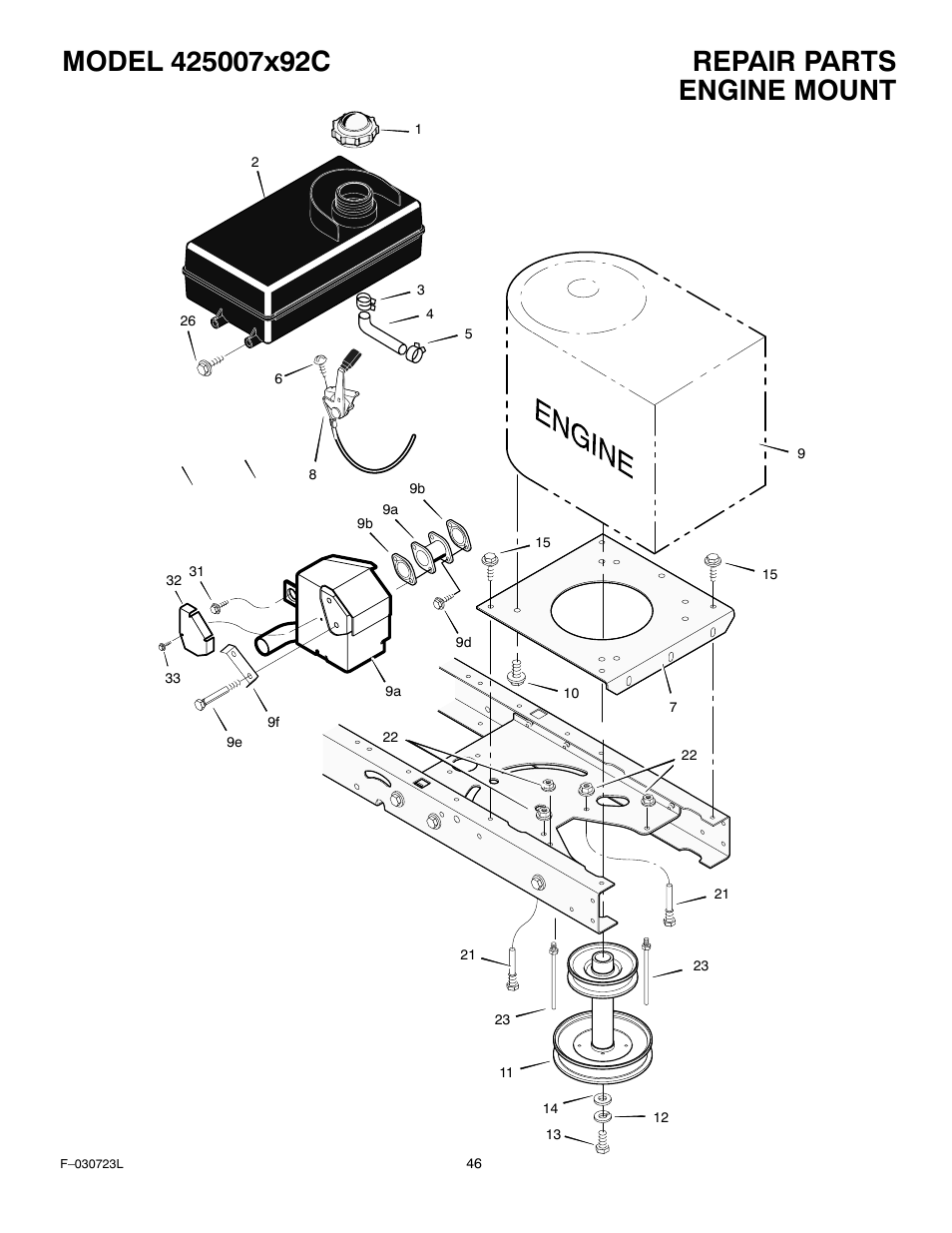 Engine mount | Murray 425007x92C User Manual | Page 46 / 52