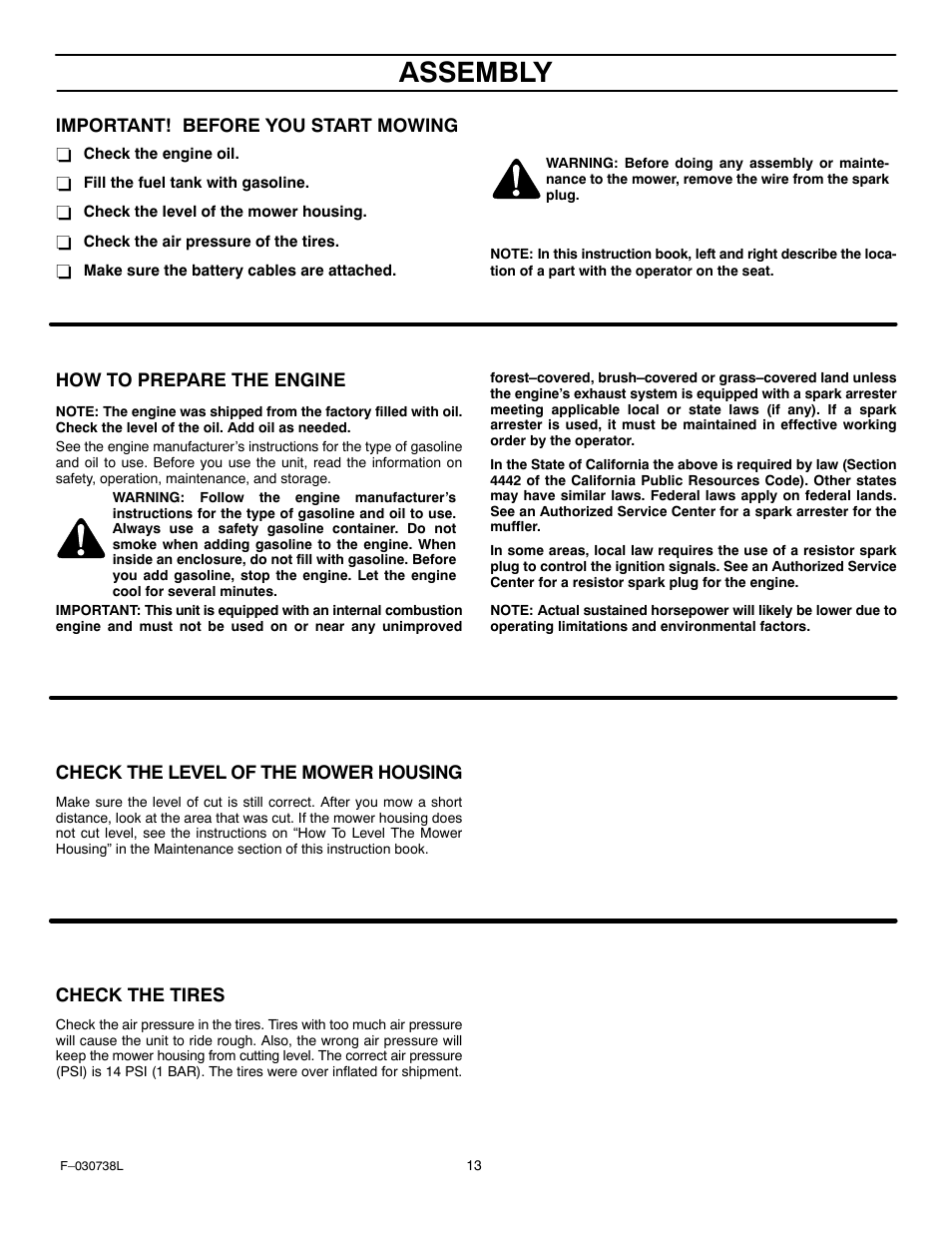 Assembly | Murray 425603x99A User Manual | Page 13 / 52