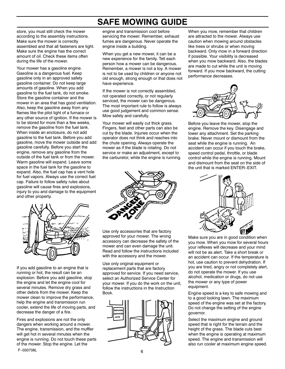 Safe mowing guide | Murray 425603x99A User Manual | Page 6 / 52
