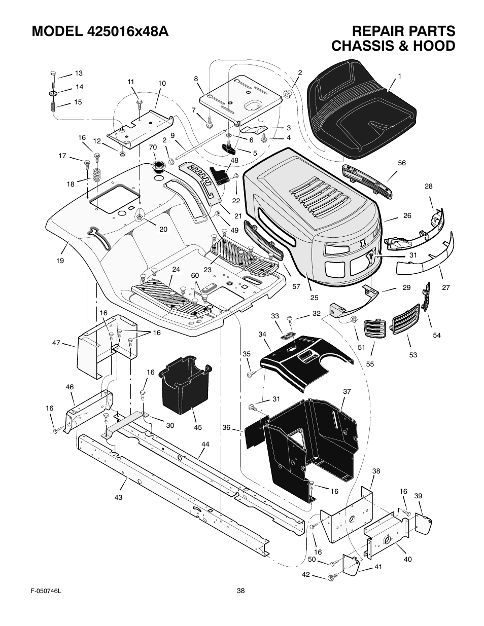 Chassis & hood | Murray 425016x48A User Manual | Page 38 / 56