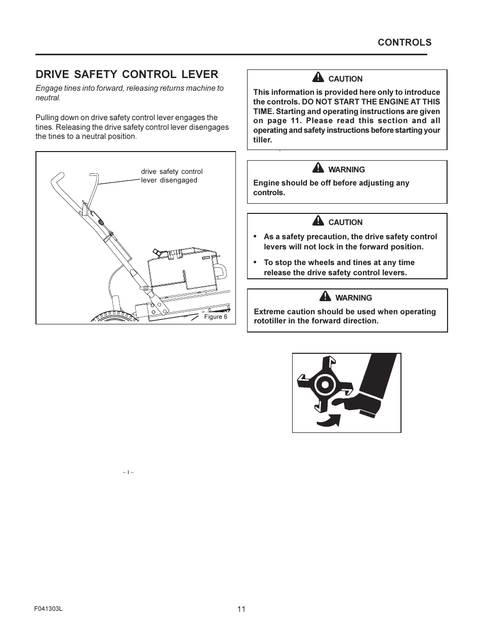 Drive safety control lever | Murray FT6000X92A User Manual | Page 11 / 28