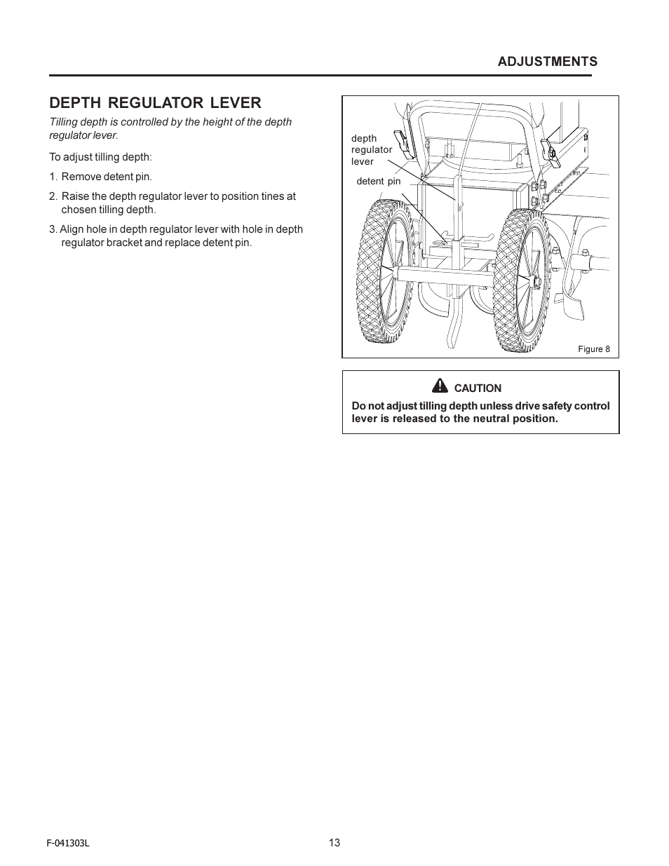 Depth regulator lever | Murray FT6000X92A User Manual | Page 13 / 28
