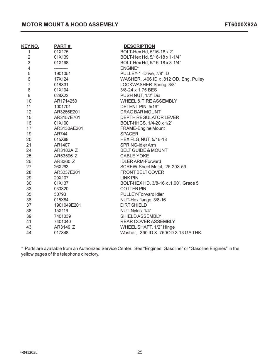 Murray FT6000X92A User Manual | Page 25 / 28