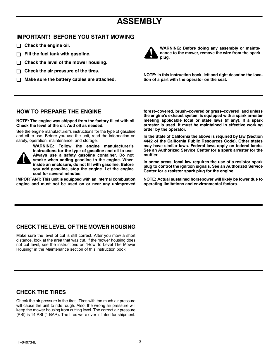 Assembly | Murray 425015x92A User Manual | Page 13 / 52