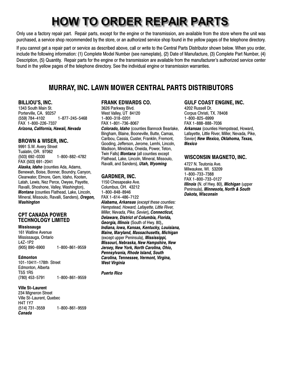 Murray, inc. lawn mower central parts distributors | Murray 425306x48A User Manual | Page 37 / 56
