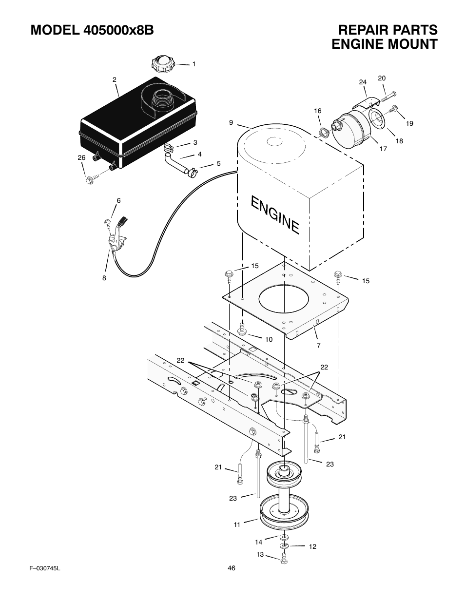 Engine mount | Murray 405000x8B User Manual | Page 46 / 52