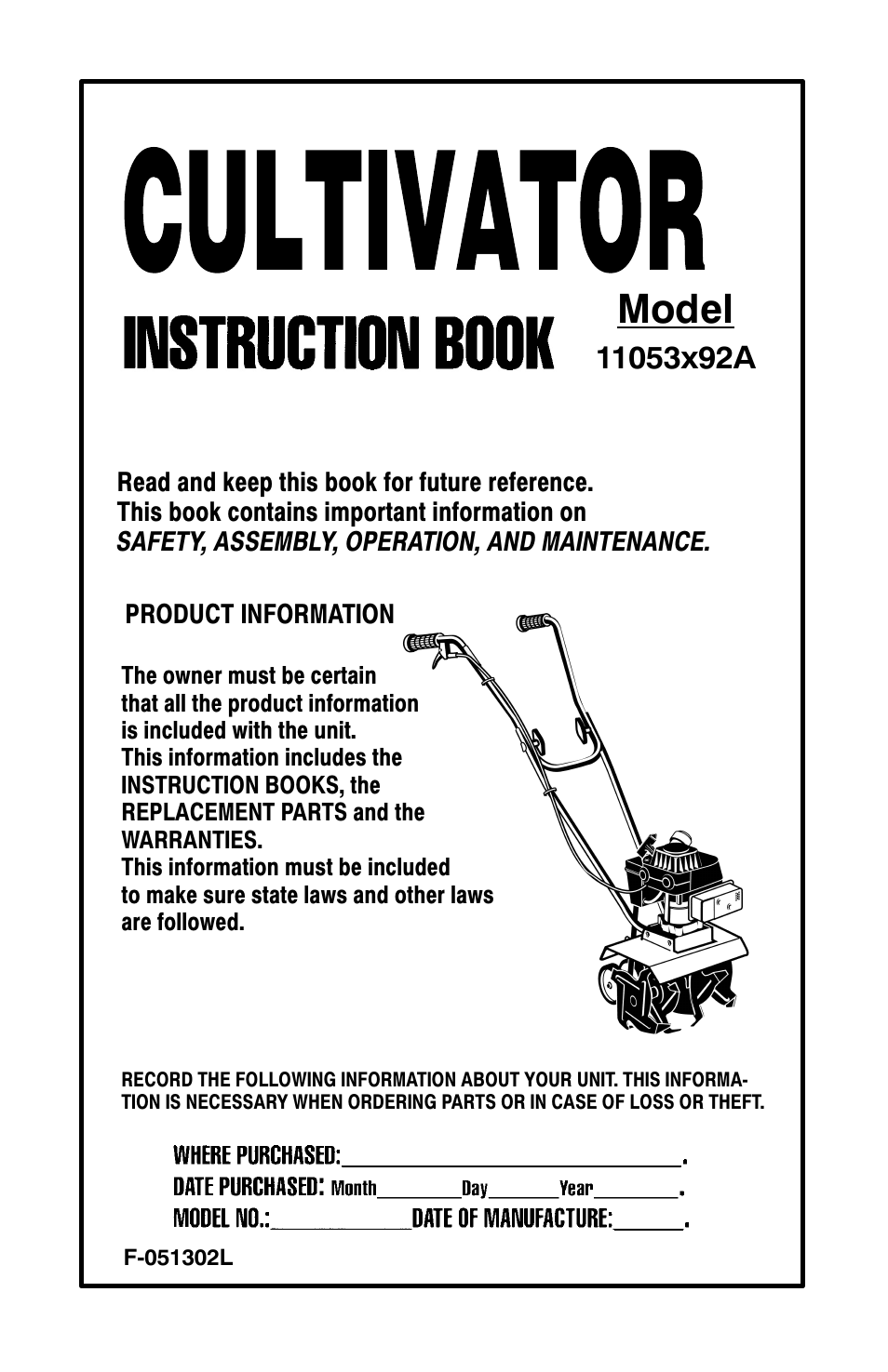 Murray 11053x92a User Manual | 28 pages