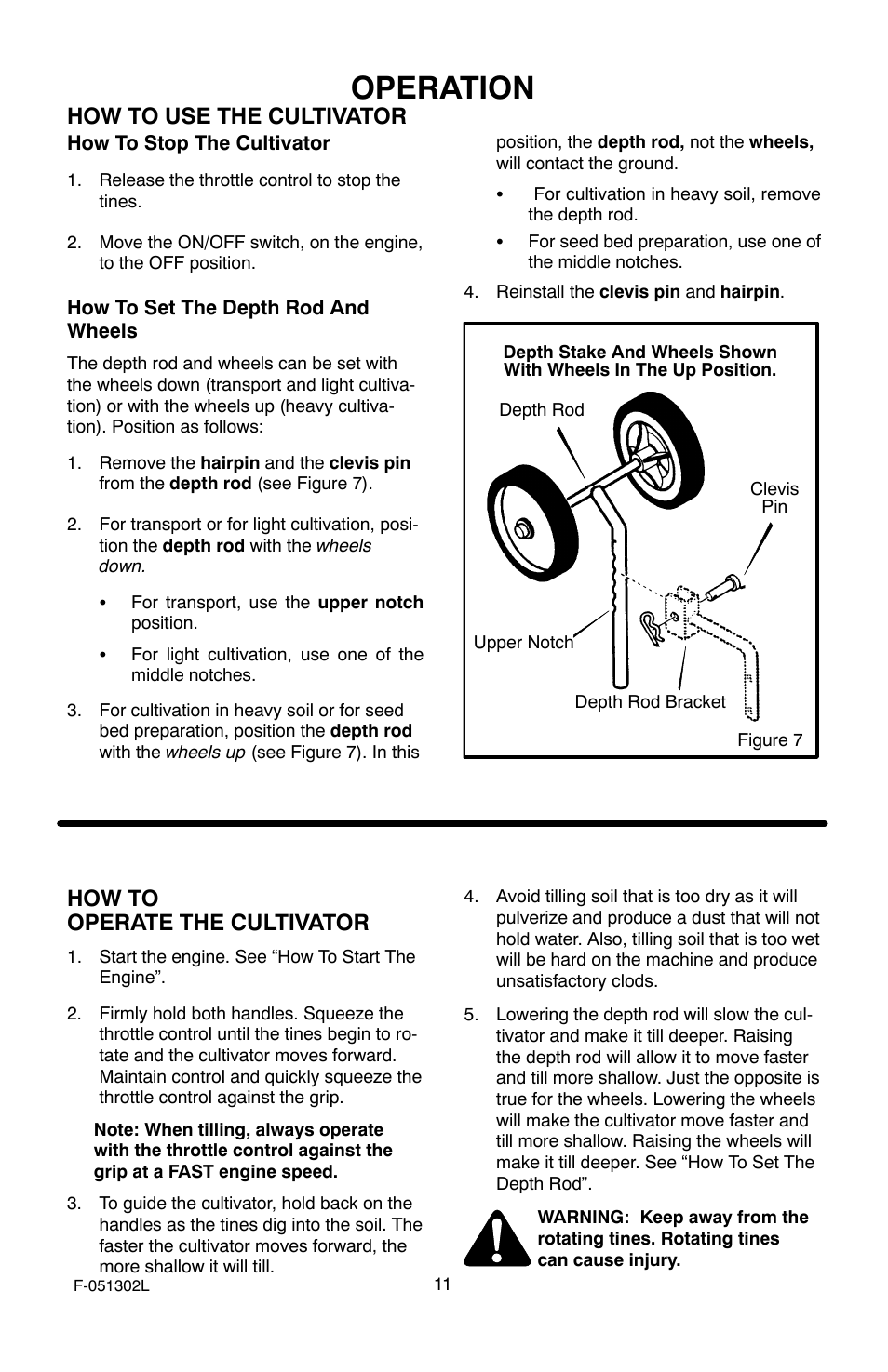 Operation, How to use the cultivator, How to operate the cultivator | Murray 11053x92a User Manual | Page 11 / 28