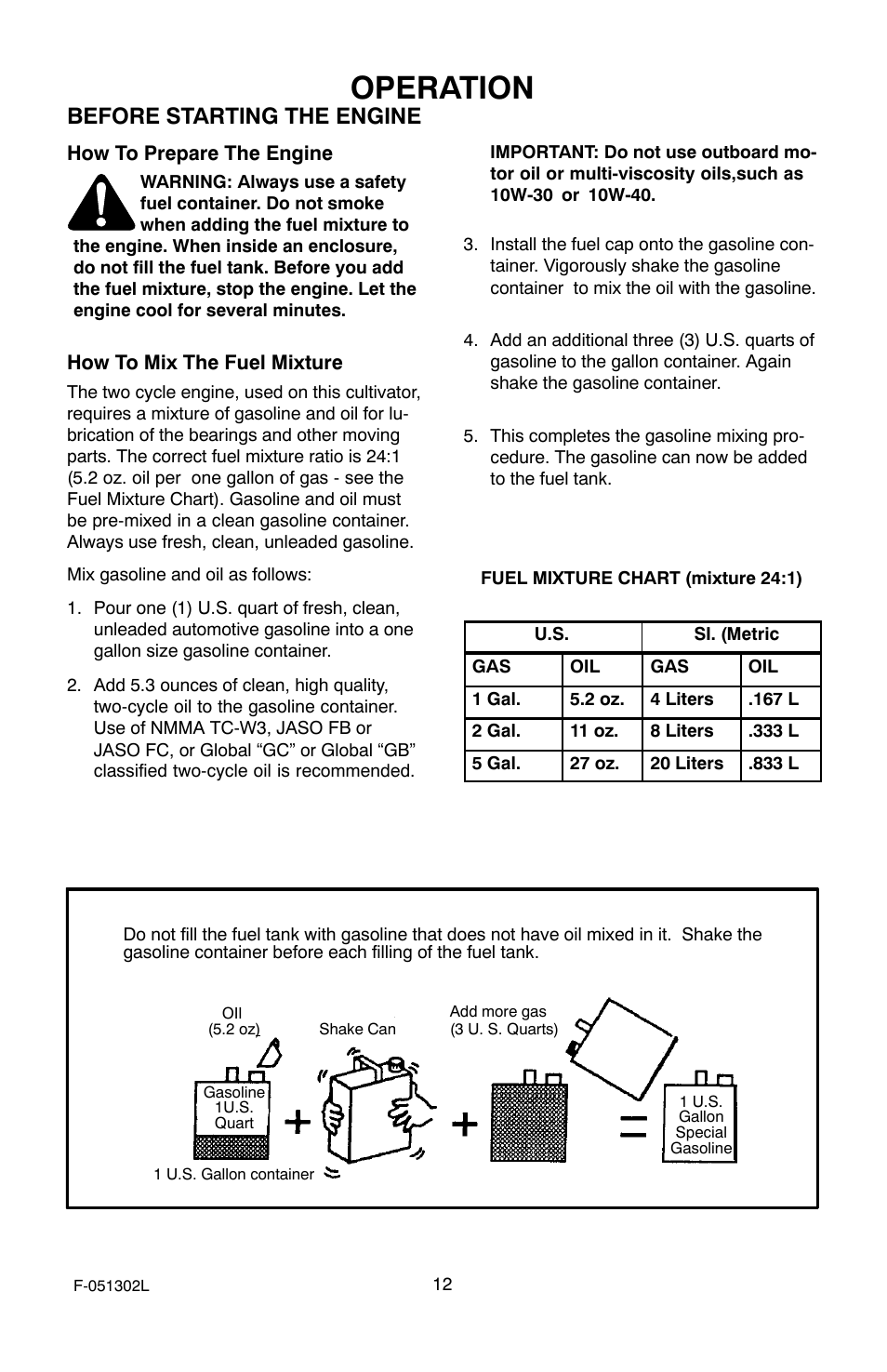 Operation, Before starting the engine | Murray 11053x92a User Manual | Page 12 / 28