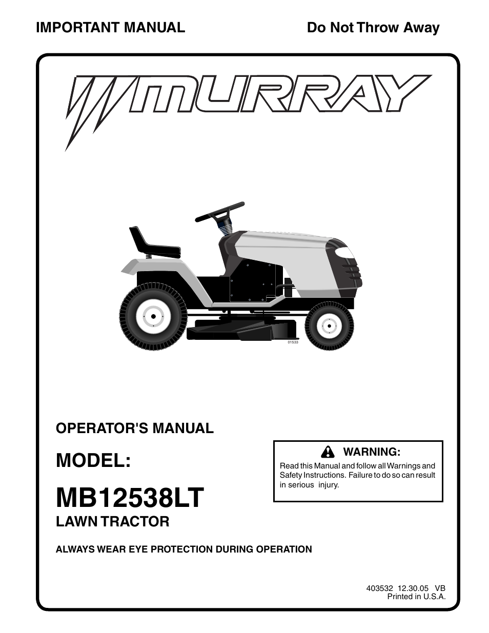 Murray MB12538LT User Manual | 28 pages