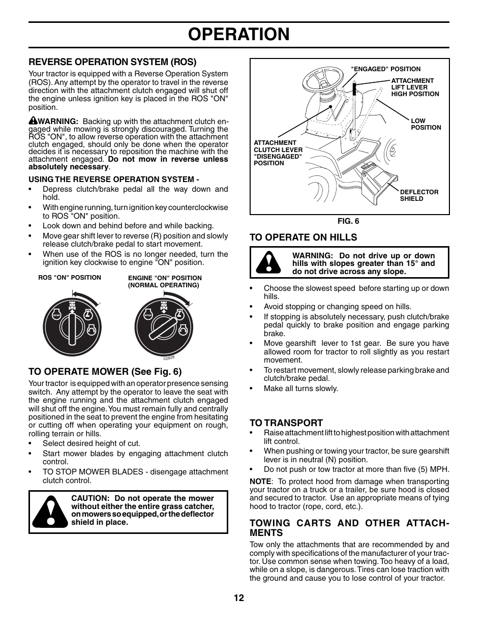 Operation | Murray MB12538LT User Manual | Page 12 / 28