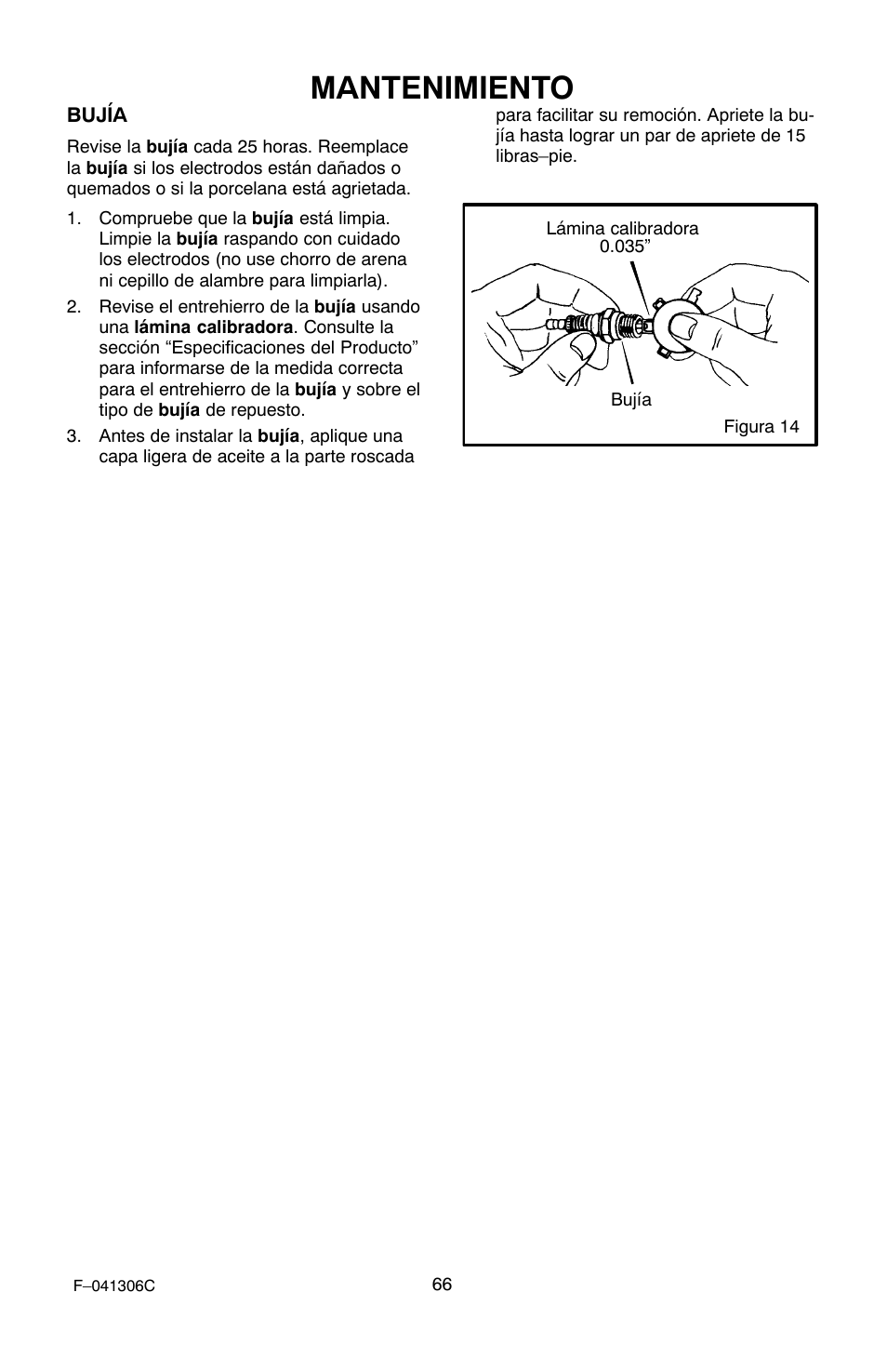 Mantenimiento | Murray 11052x4NC User Manual | Page 66 / 72