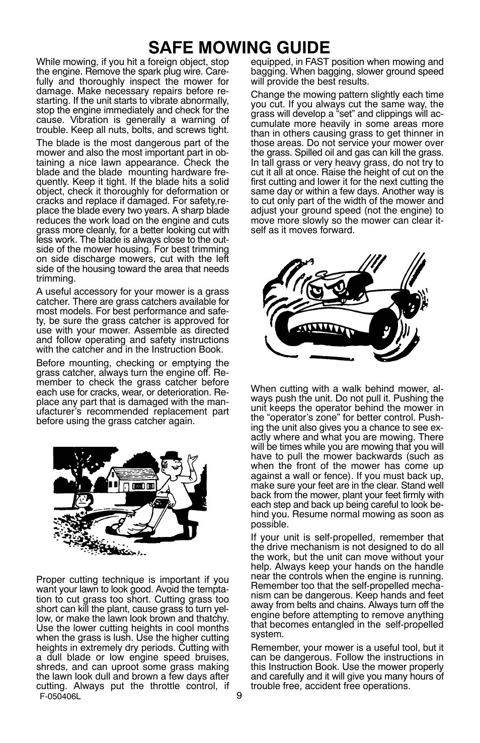 Safe mowing guide | Murray 20-inch Push User Manual | Page 9 / 28