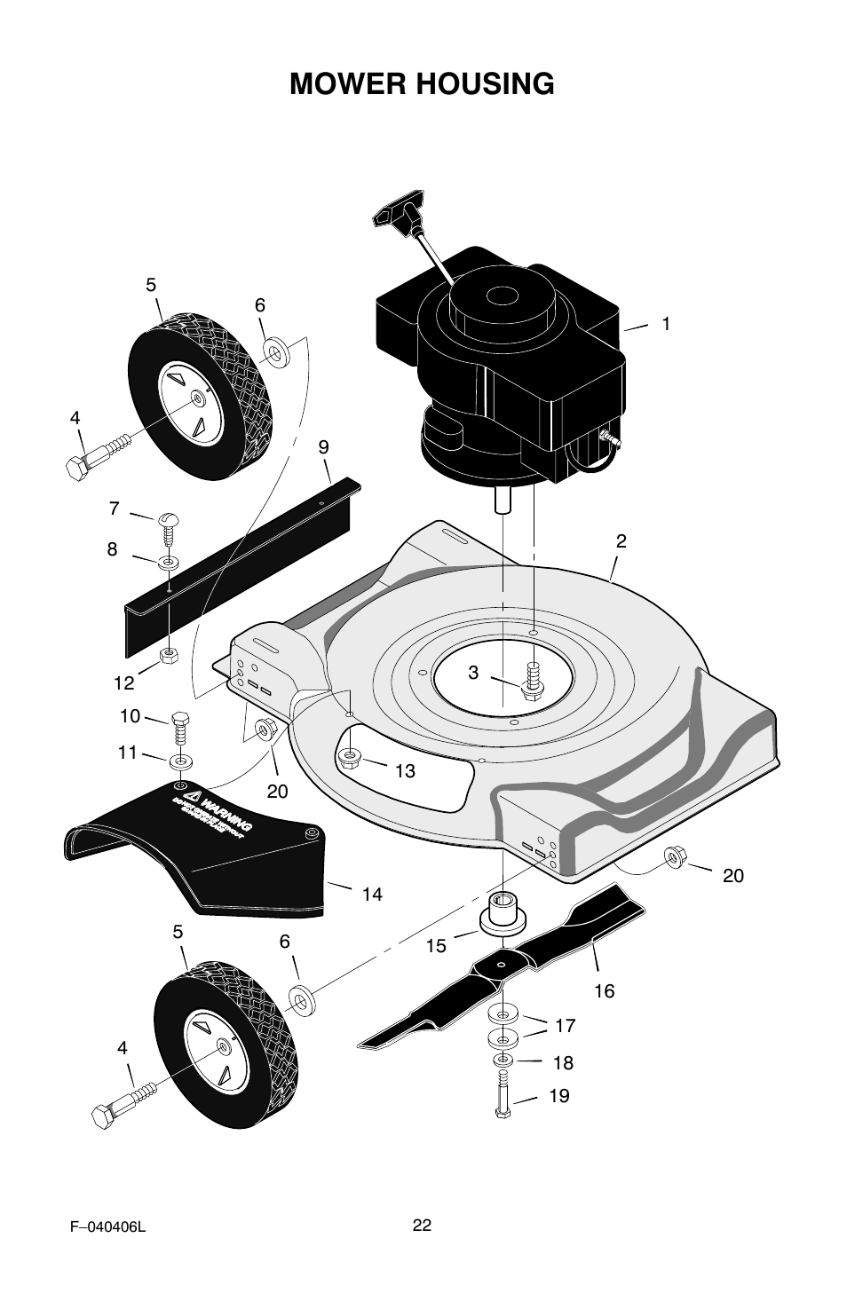 Mower housing | Murray 20-inch User Manual | Page 22 / 28