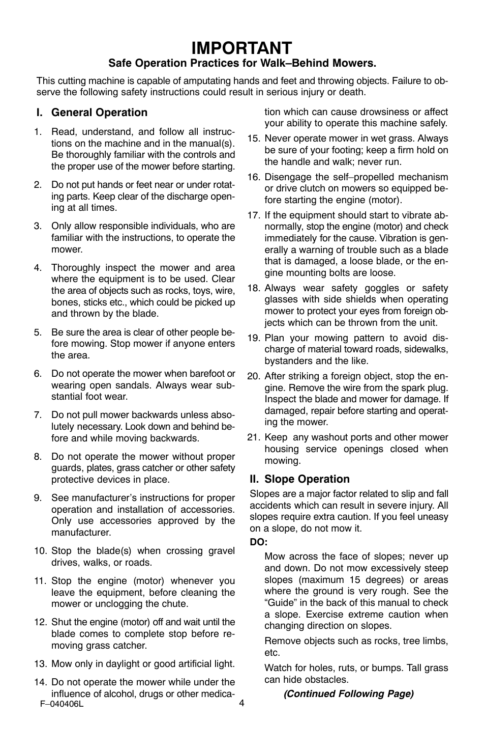 Important | Murray 20-inch User Manual | Page 4 / 28