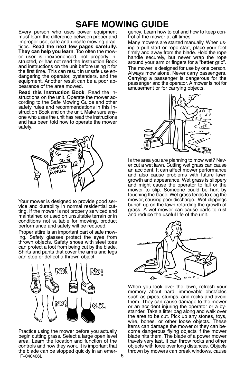 Safe mowing guide | Murray 20-inch User Manual | Page 6 / 28