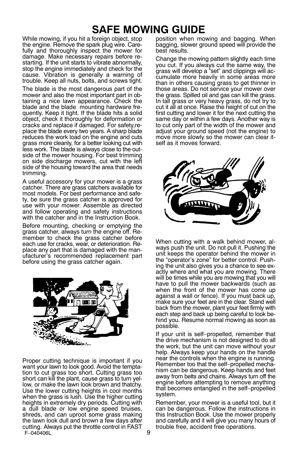 Safe mowing guide | Murray 20-inch User Manual | Page 9 / 28
