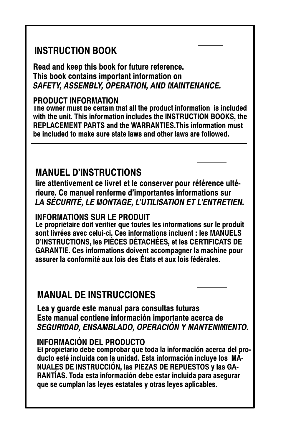 Murray 11052x4D User Manual | 72 pages