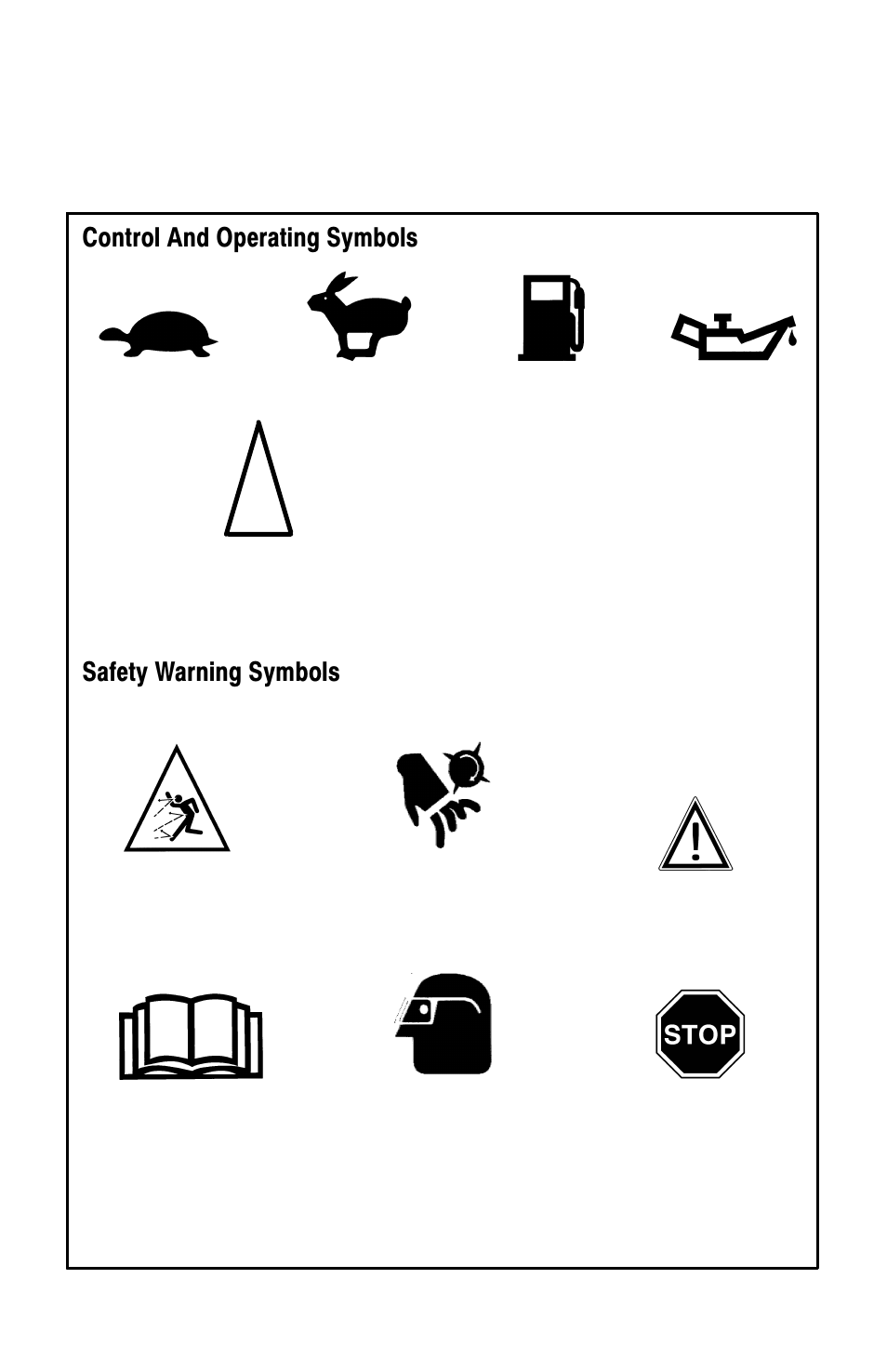Safety rules, International symbols, Control and operating symbols | Safety warning symbols | Murray 11052x4D User Manual | Page 6 / 72