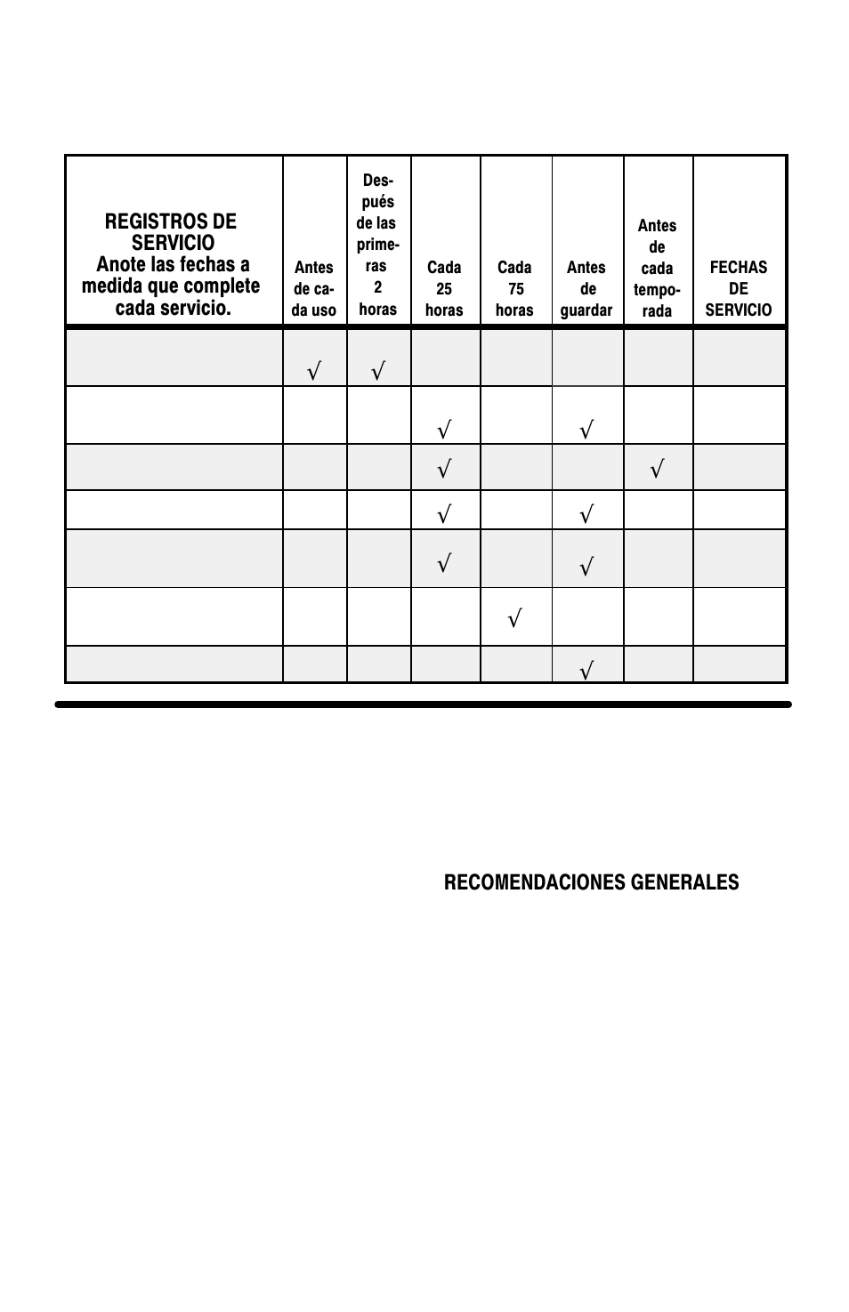 Mantenimiento | Murray 11052x4D User Manual | Page 64 / 72