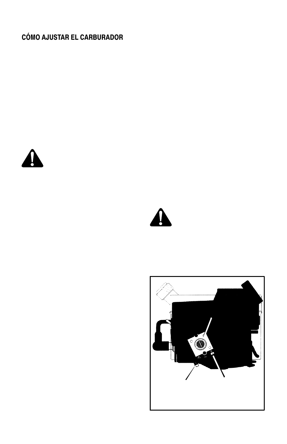 Servicio y ajuste, Cómo ajustar el carburador | Murray 11052x4D User Manual | Page 68 / 72