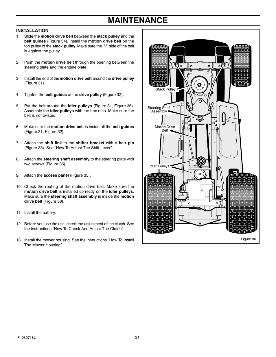 Maintenance | Murray 461000x8A User Manual | Page 31 / 61