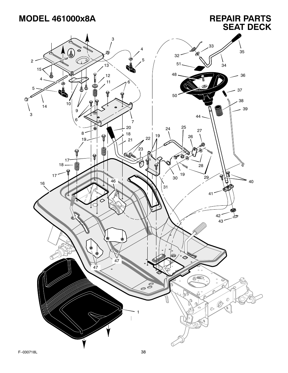 Seat deck | Murray 461000x8A User Manual | Page 38 / 61