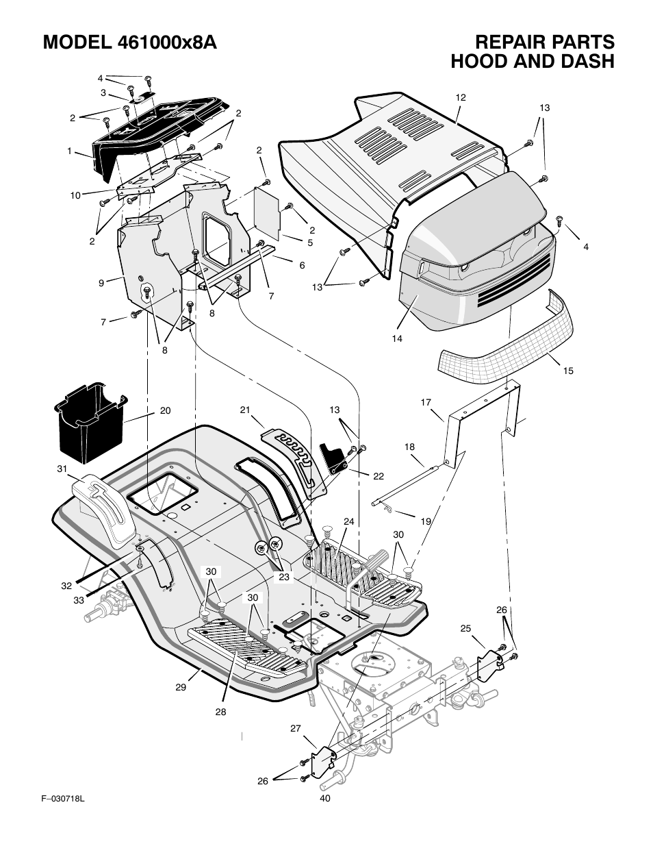 Hood and dash | Murray 461000x8A User Manual | Page 40 / 61