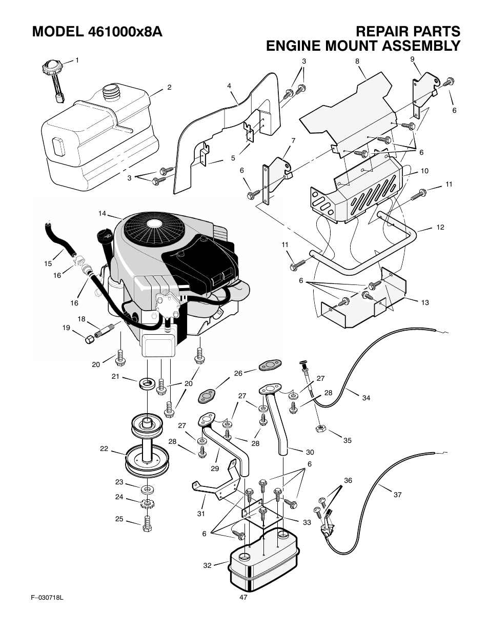 Engine mount assembly | Murray 461000x8A User Manual | Page 47 / 61