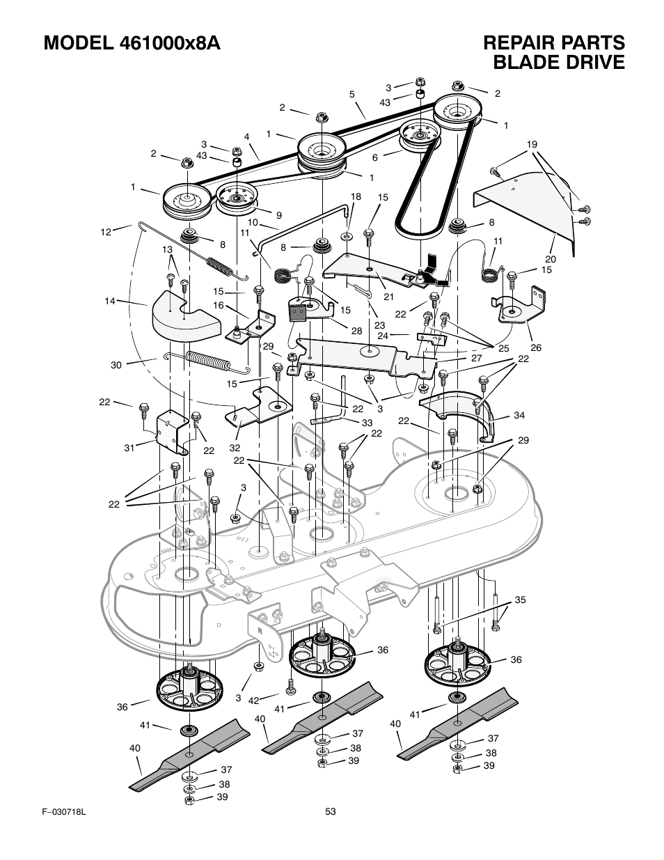 Blade drive | Murray 461000x8A User Manual | Page 53 / 61