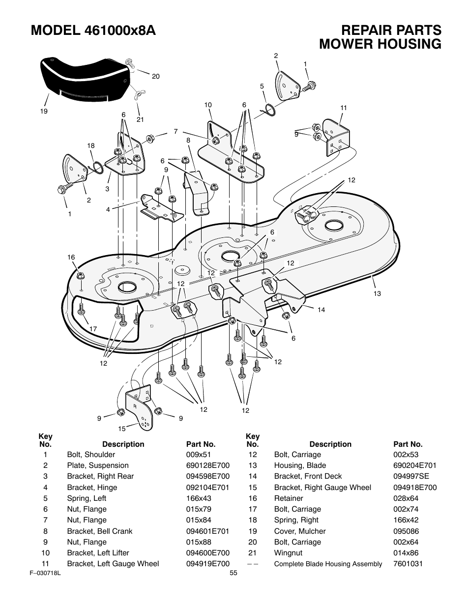 Mower housing | Murray 461000x8A User Manual | Page 55 / 61